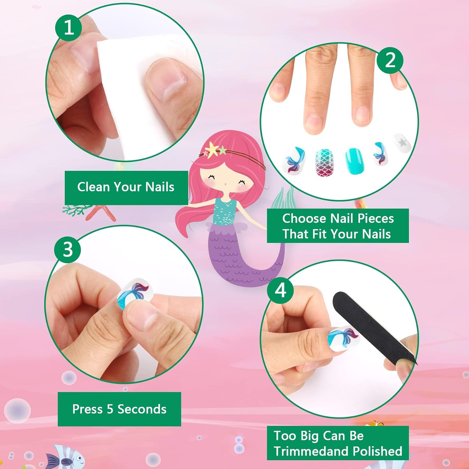 192Pcs Fake Nails, Fake Pre-Glue Full Cover Short False Stick on Nail Nail Art Decoration image number 2