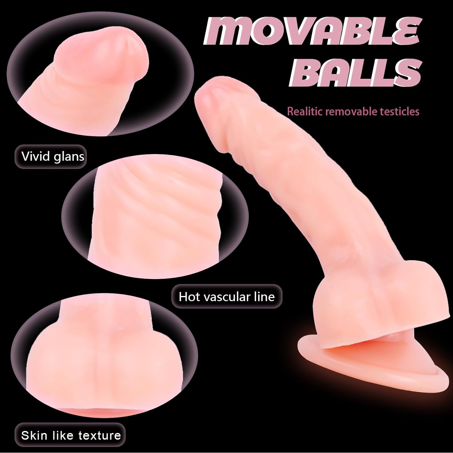 5 Inches Small Realistic Dildo Anal Plug with Powerful Strong Suction Cup, Sex Toys Butt Plug Play for Women/Lesbian, Men/Gay & Couple (Flesh) - Black image number 2