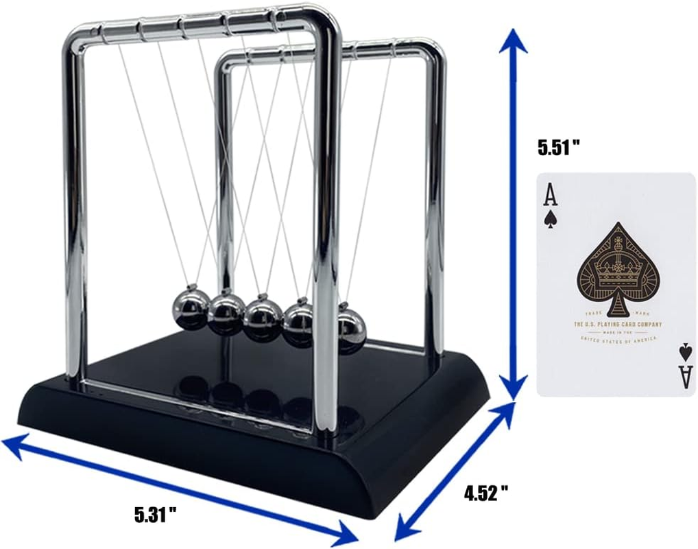 Newtons Cradle Balance Balls, Swinging Balls with Black Base, Fun Science Physics Learning Accessories, Calm down Fidgets Kit, Desk Toys for Stress Relief, Office Home Decoration (Black)