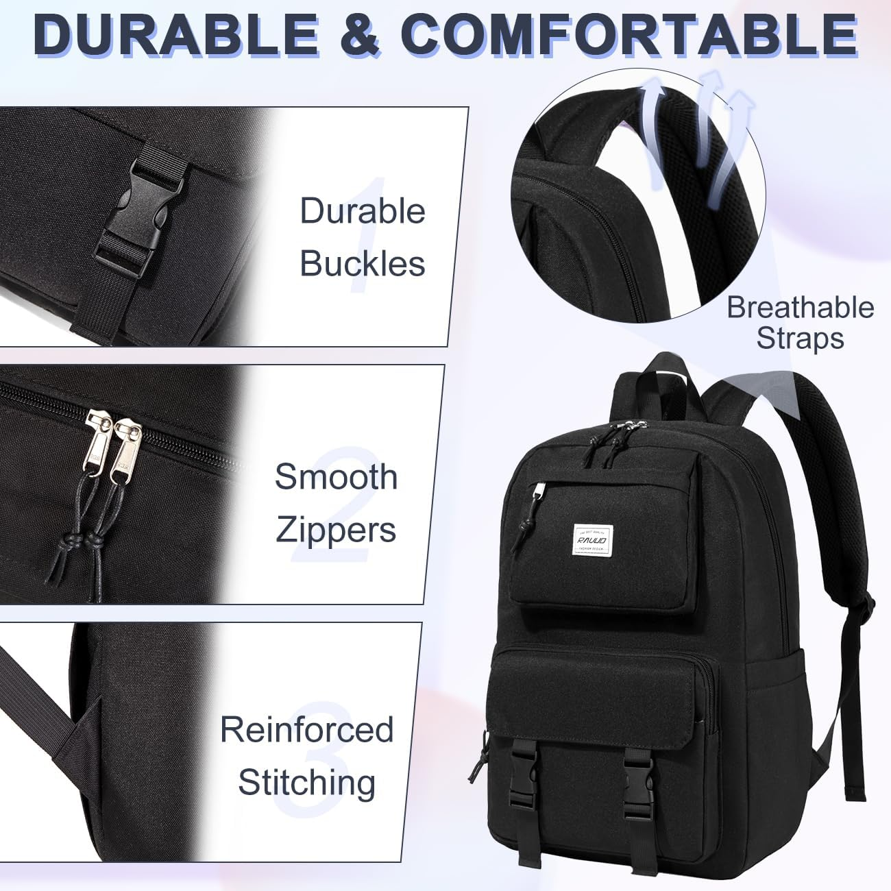 Backpack for Girls Boys,Ravuo Cute Kids Schoolbag Large Casual Bookbag for Elementary Middle Schooler Teen Rucksack image number 5