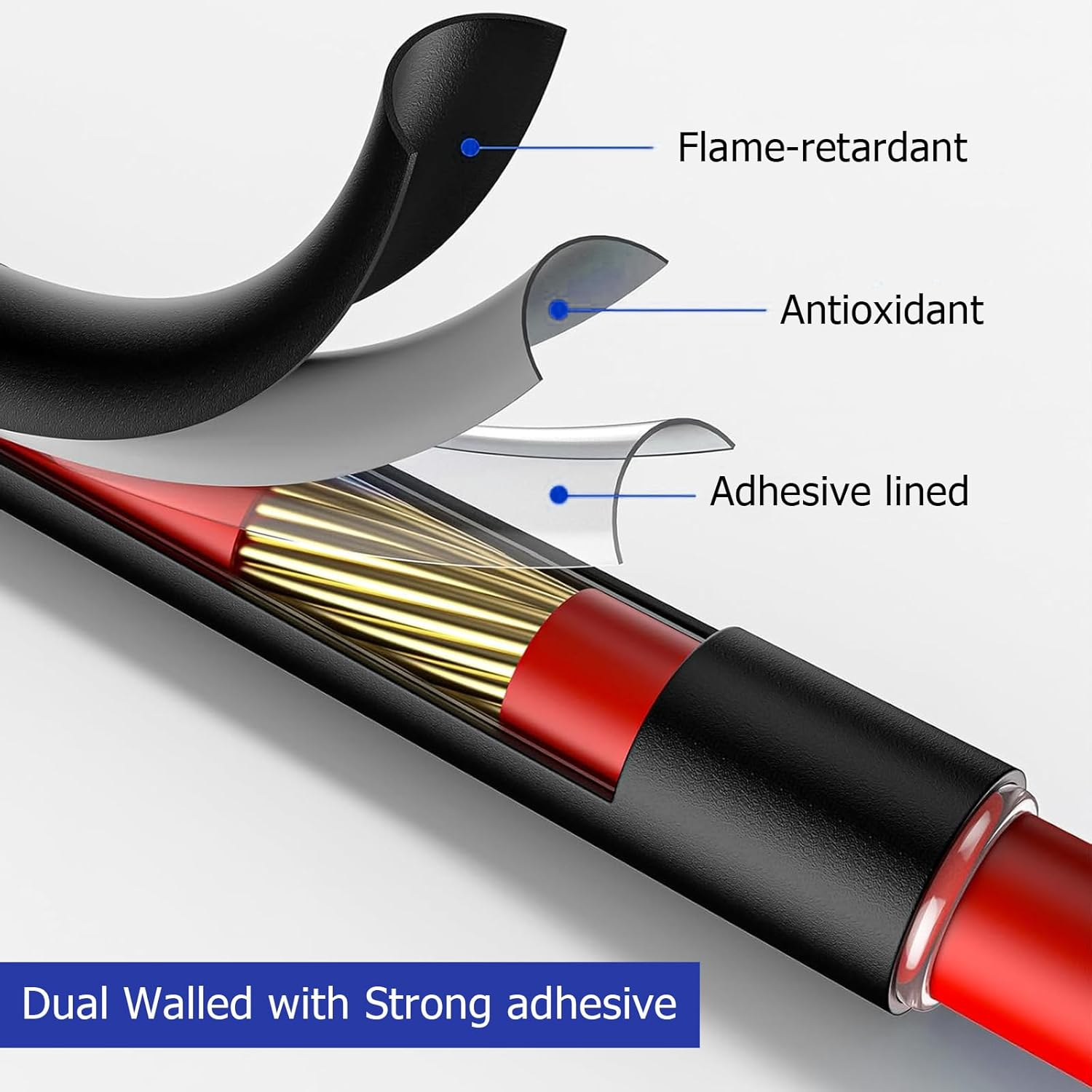 400 Pcs Heat Shrink Tubing Kit, Adhesive Line inside 3:1 Ratio Shrinkable, 7 Size 2 Color Waterproof Wire Cable Wire Heat Shrink Sleeves for Electric Cables with Plastic Storage Case image number 6