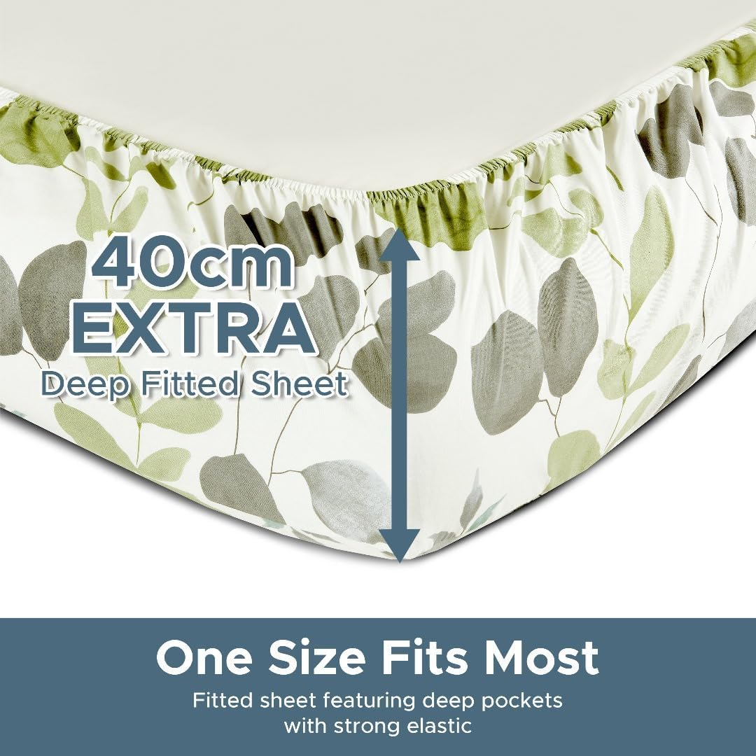 Essina Cotton Bed Sheets Set &ndash; 4 Pcs Super King Bedding Set with Deep Pocket Fitted Sheet, Flat Sheet, 2 Pillow Cases&ndash; 620 Thread Count- Cotton Bed Sheets Super King Size &ndash; Watercolour image number 2