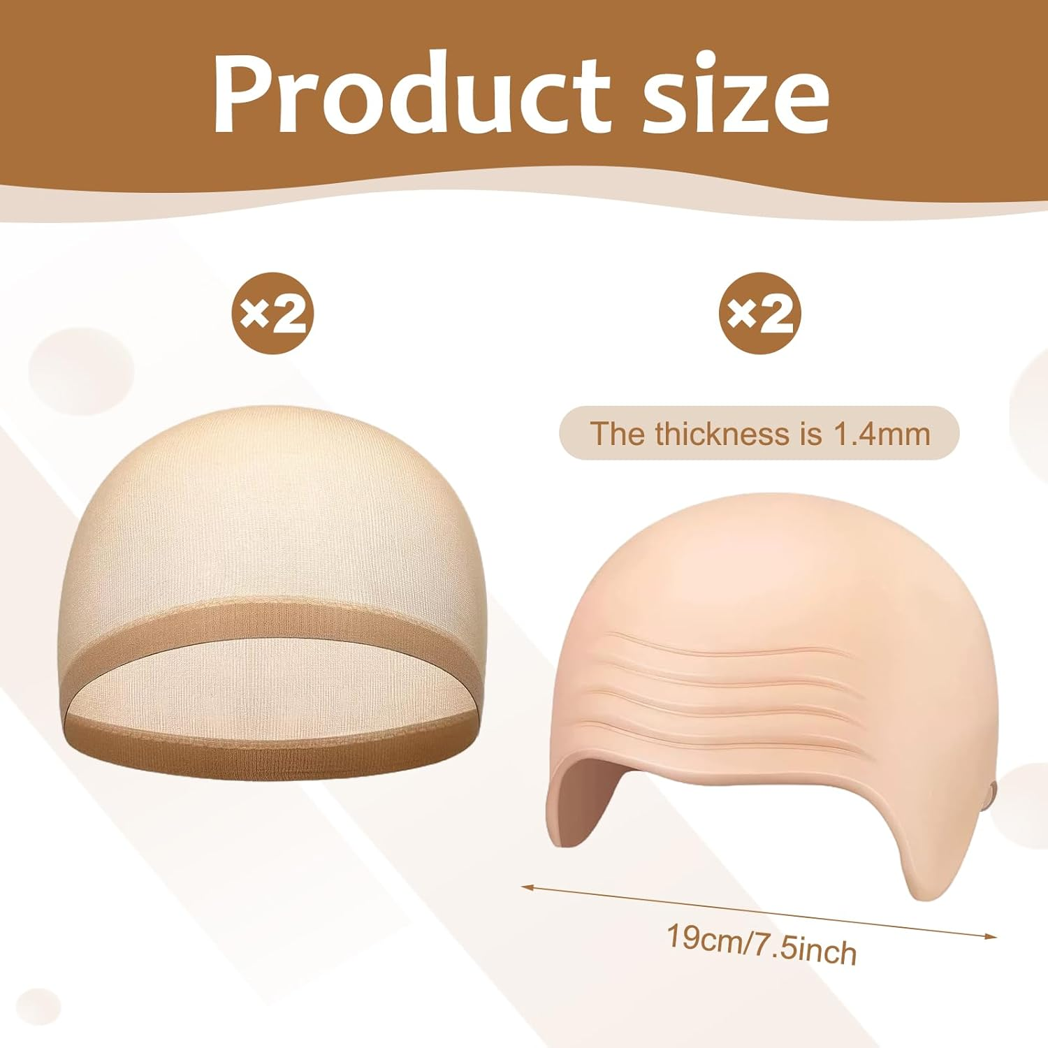 Pack of 2 Bald Cap and 2 Bald Heads, Pitbull Bald Caps, Pitbull Bald, Costume Set with Bald Head for Wig Makeup, Halloween Role Play, Costume Accessories image number 6