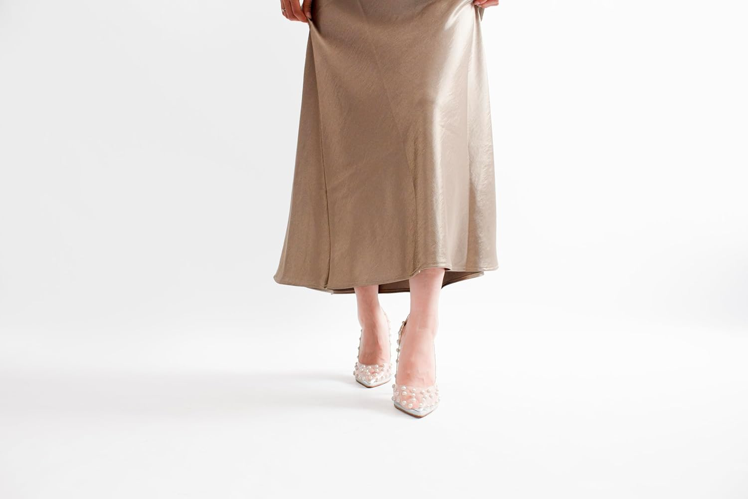 Iadore Women'S Pumps,11Cm Pointed Toe Women High Heel Shoes Fashion Pearl Studded PVC Clear Heels Party Dress Pump Shoes image number 3