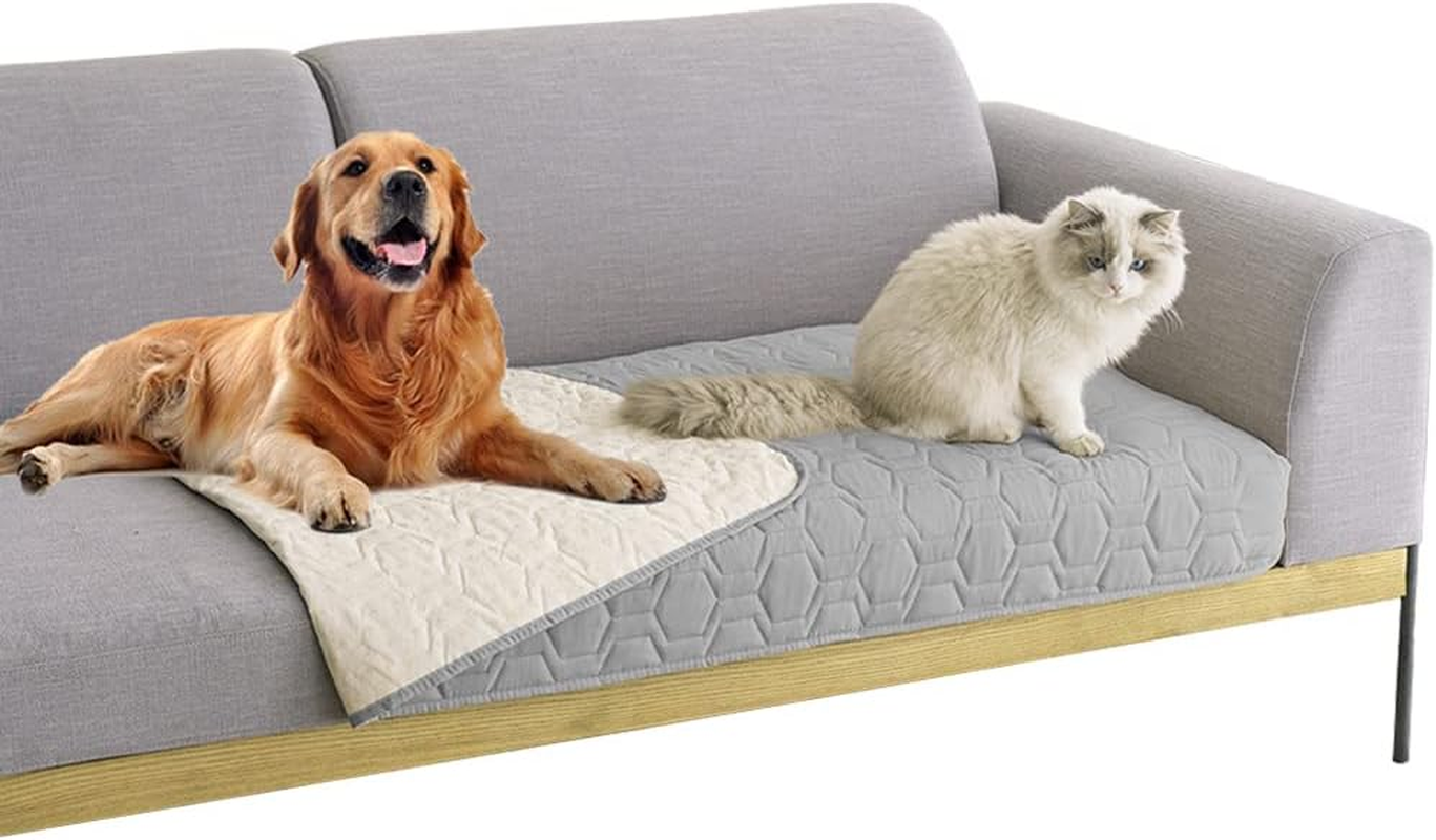 Tcksstex Waterproof & Non-Slip Dog Bed Cover and Pet Blanket Sofa Pet Bed Mat ，Car Incontinence Mattress Protectors Furniture Couch Cover for Most Cats Dogs,Pets<30X70-Light Grey> image number 3