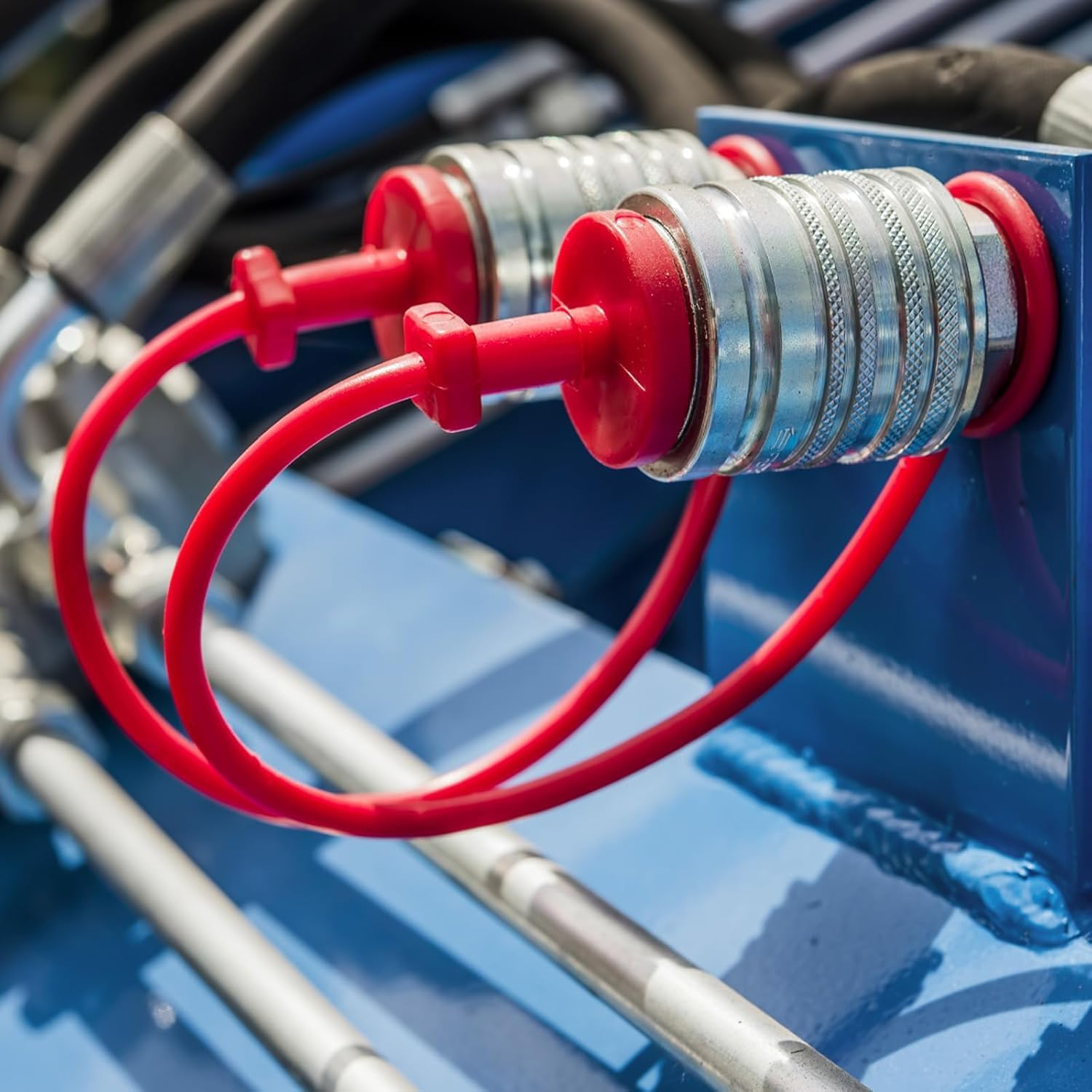 Coehaopike 3/8" NPT ISO-A Hydraulic Quick Disconnect Coupling, 1 Set Flat Face Hydraulic Quick Connect Coupler with Dust Caps Quick Release Coupling Set image number 2