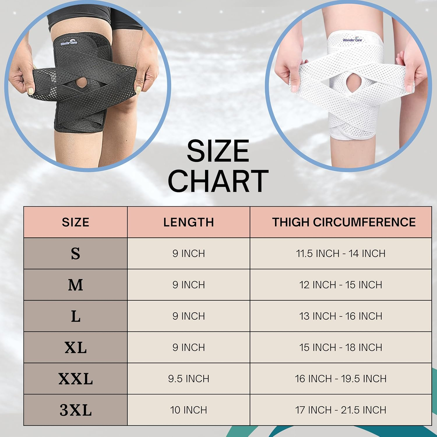 Wonder Care Compression Knee Brace Designed for Knee Pain, Sports, Running, Meniscus Tear & ACL Relief. Adjustable Knee Wrap with Side Stabilizers for Men & Women, Knee Support with Air Mesh Fabric image number 1