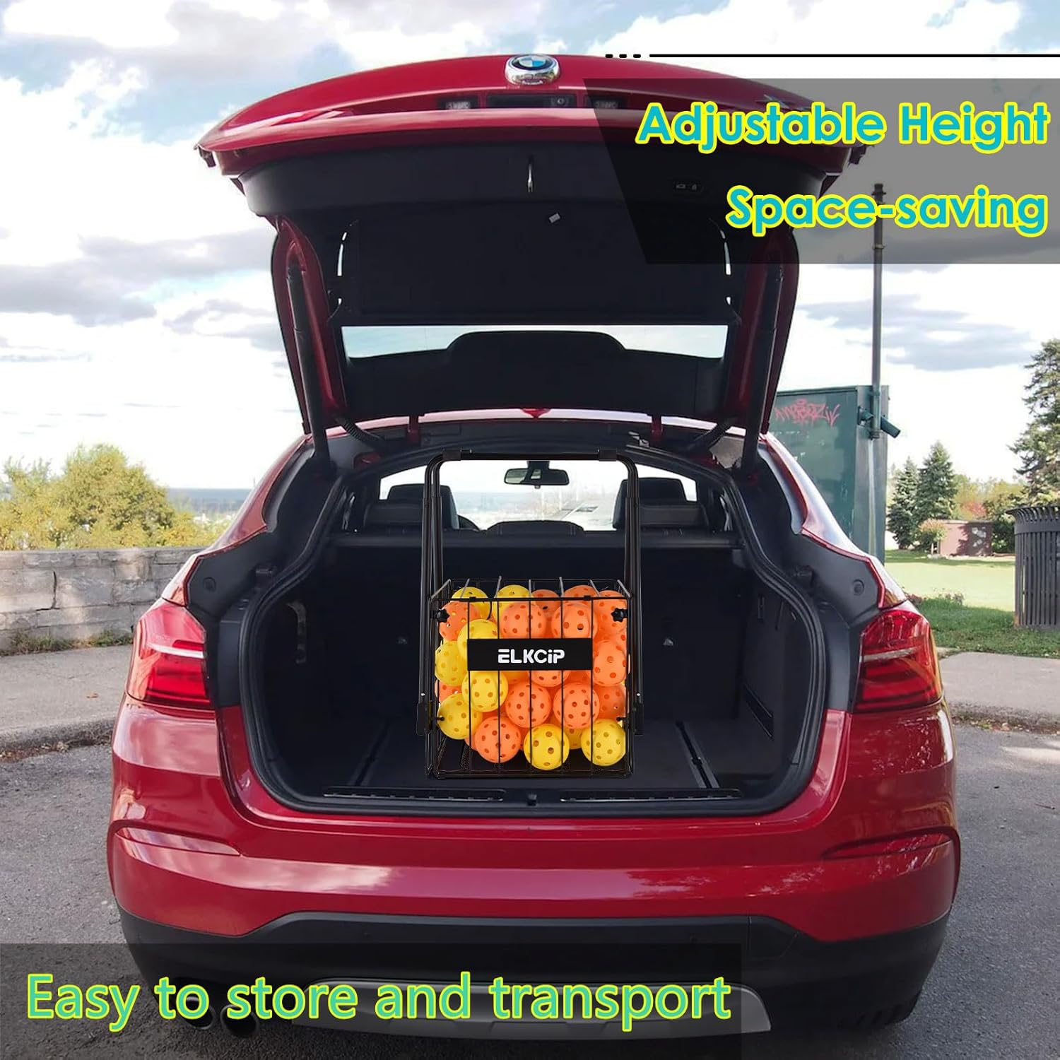 ELKCIP Portable Pickleball & Tennis Ball Collector - Pickleball Retriever Basket Carrier Gatherer Picker Hopper Container for Picking and Storage Training Tool for Ball - Foldable image number 7