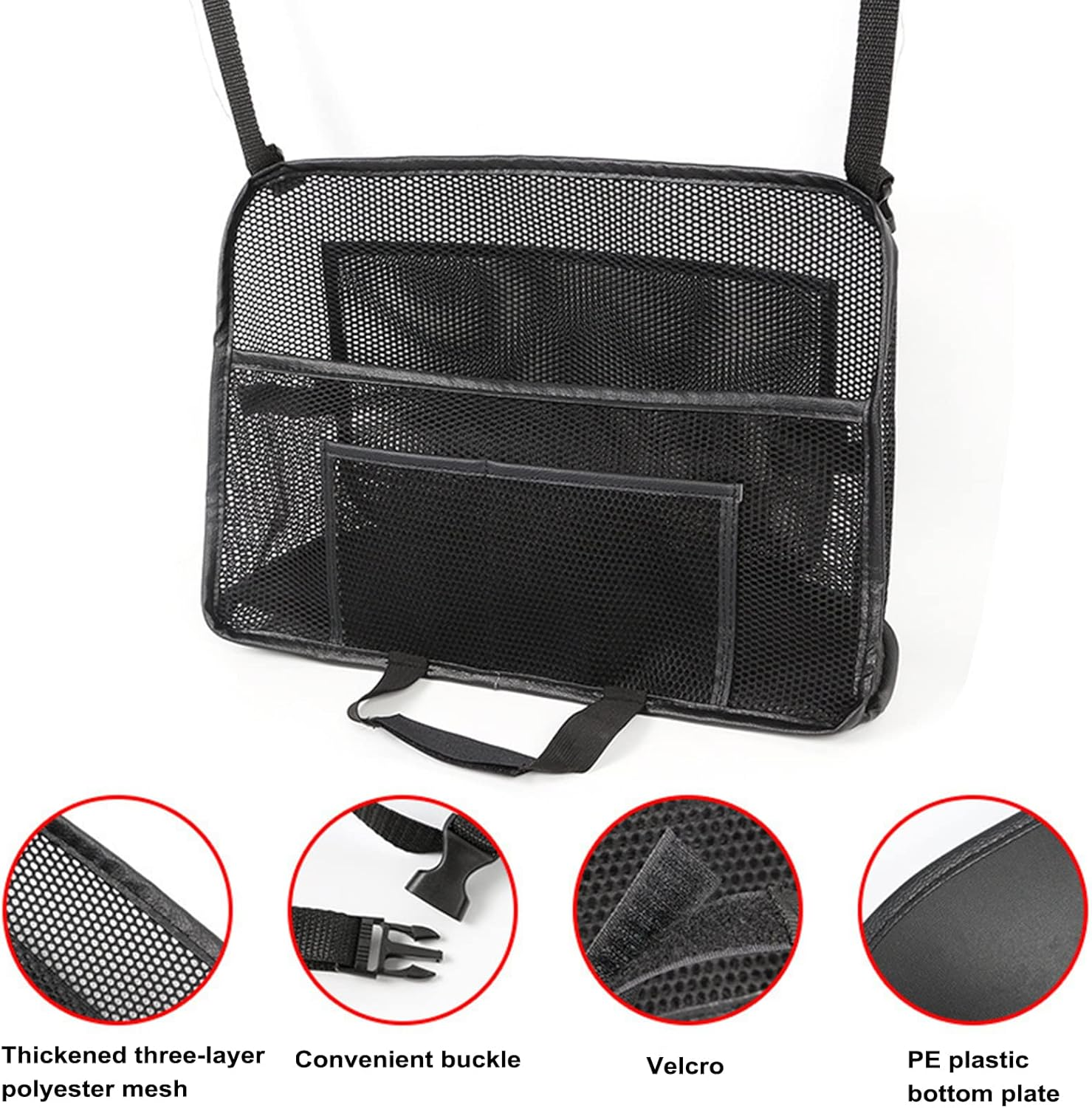 Car Seat Bag Holder,Car Net Pocket Handbag Holder between Front Seats,Car Handbag Purse Holder,Car Mesh Organizer,Purse Holder for Car,Large Capacity Car Net Bag Barrier of Back Seat Pet Kids image number 5