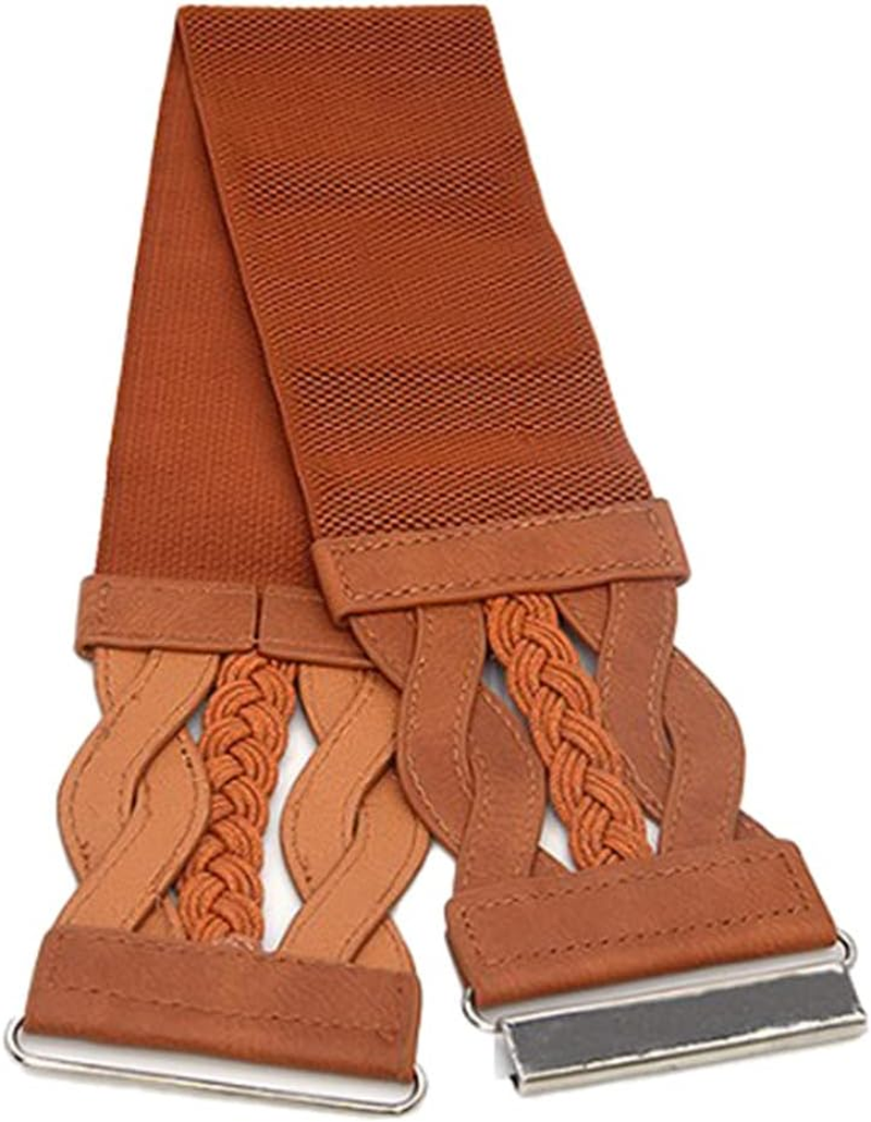 Retro Women'S Woven Wide Waist Belt Elastic Stretch Cinch Belts image number 5