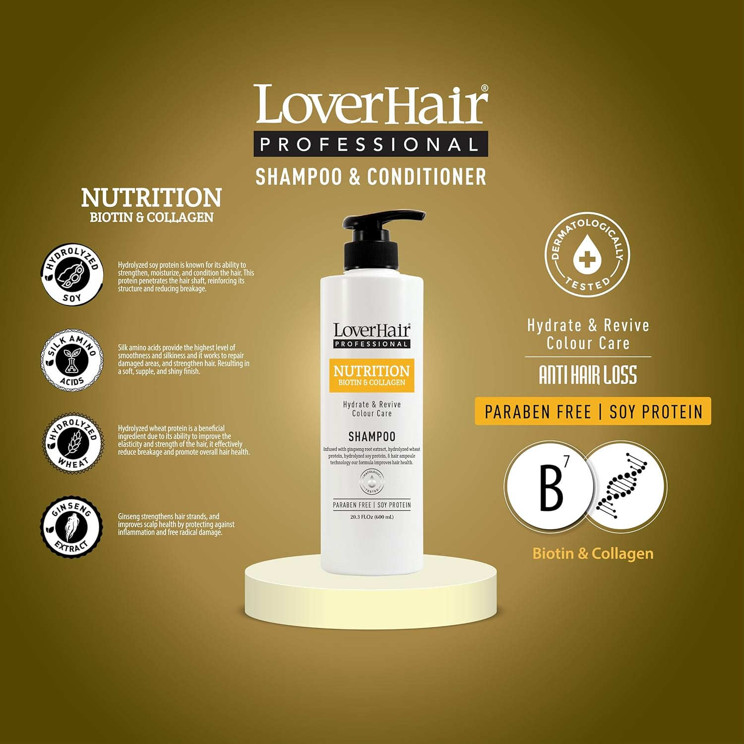 Pack of 2- Loverhair Professional Nutrition Biotin & Collagen Shampoo image number 3