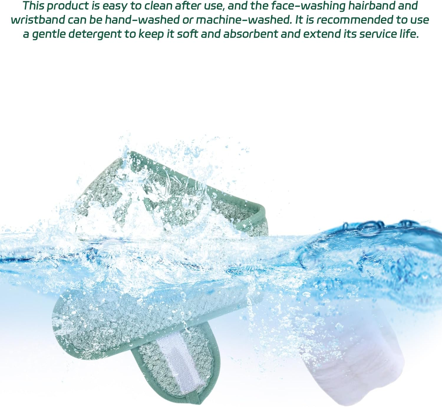 Pack of 3 Face Wash Hair Bobbles and 2 Pairs of Face Wash Bracelets, Women'S Hair Bobbles, Soft Absorbent Hair Bobbles, Adjustable Hair Bobbles, Elastic Hair Bobbles image number 3