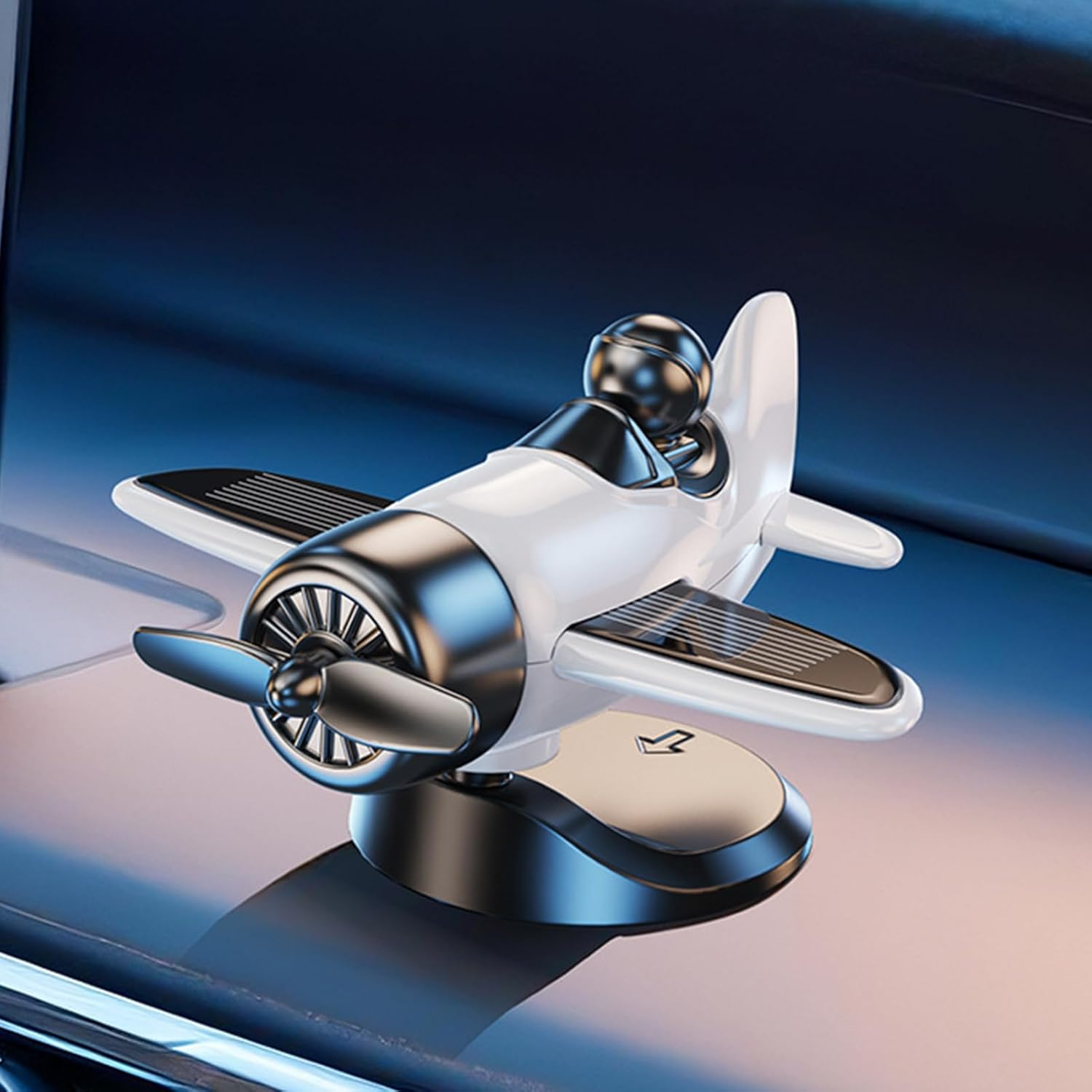 Solar Airplane Car Ornaments - Solar Powered Airplane Shaped Car Ornaments | Home Decorations for Travel Men Women Birthday Daily Christmas Private and Others image number 2