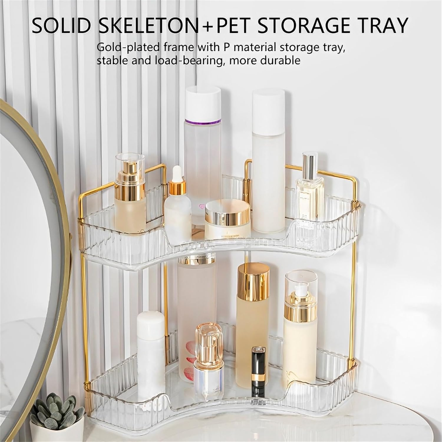 Corner Bathroom Countertop Organizer, Corner Counter Organizer, Cosmetic Storage Rack for Kitchen and Bathroom image number 6