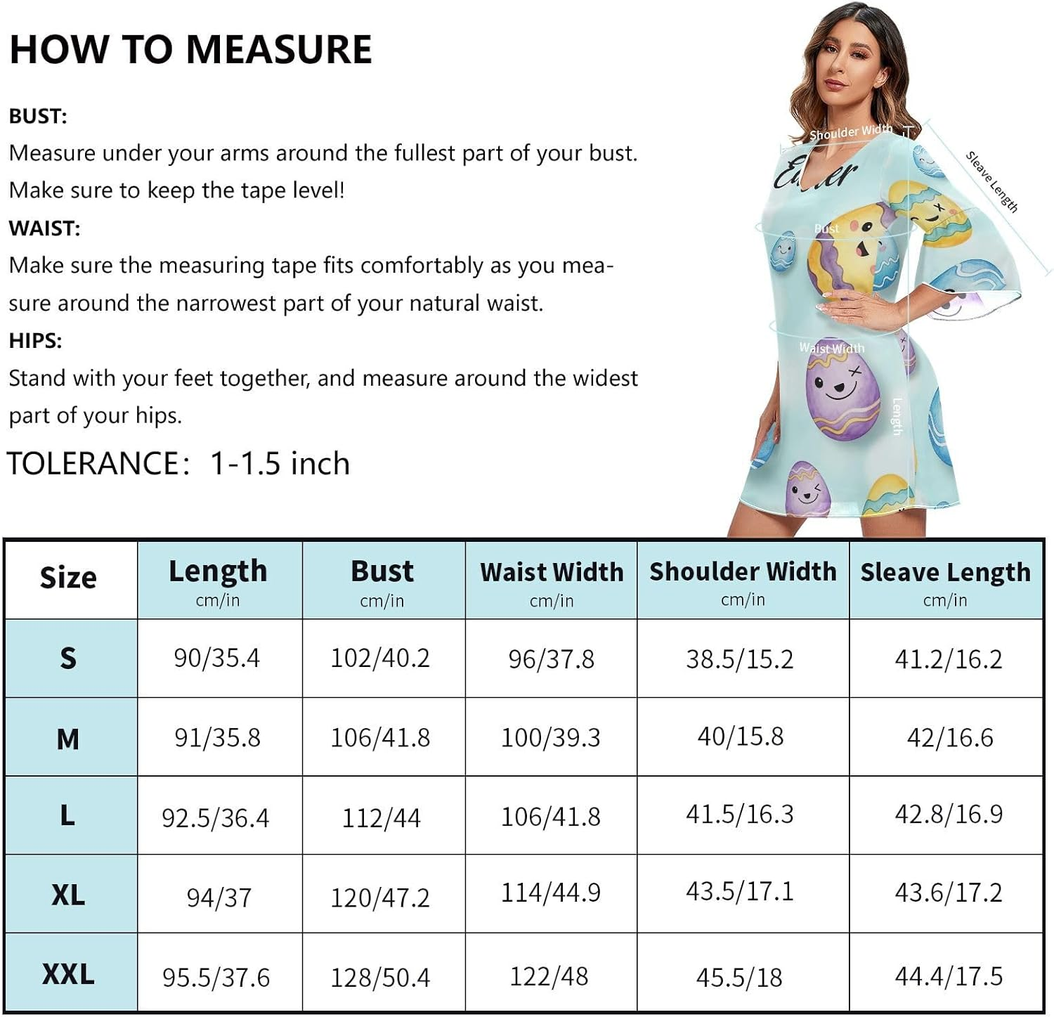 Funny Easter Eggs Blue Chiffon V Neck Dress Printed Maternity Dress Party image number 3