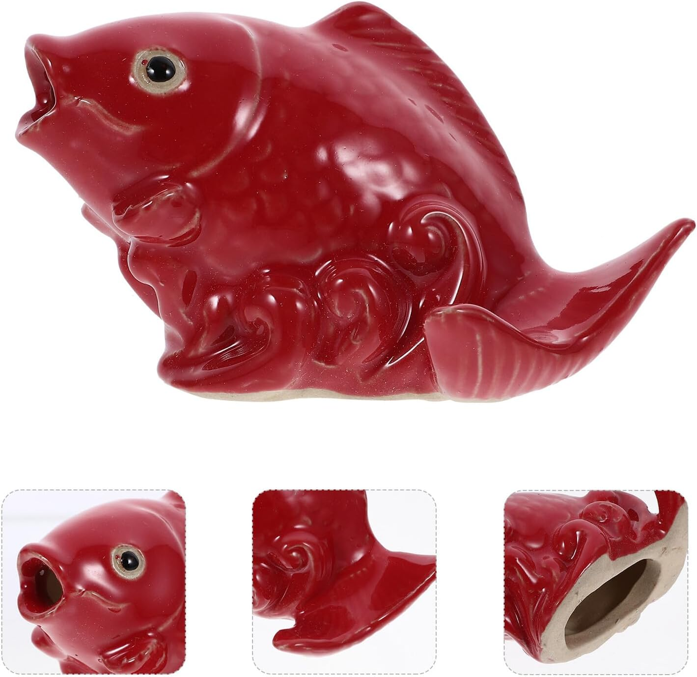 Veemoon Ceramic Carp Fountain Sprayer Outdoor Garden Decor Gradient Color Fish Sculpture Statue for Landscaping Patio Ornament image number 6