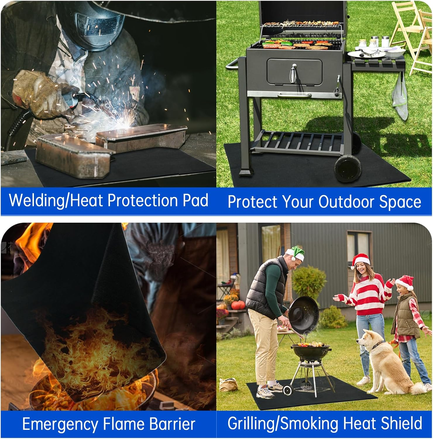 40X40 Inch Fireproof Welding Blanket Pad, Carbon Felt Wick & Flame Retardant Fabric, 5Mm Thick Fireproof Heat Resistant Mat, up to 3000&deg;F for Soldering, Firepit, Grill, Smoker & Plumbing image number 4