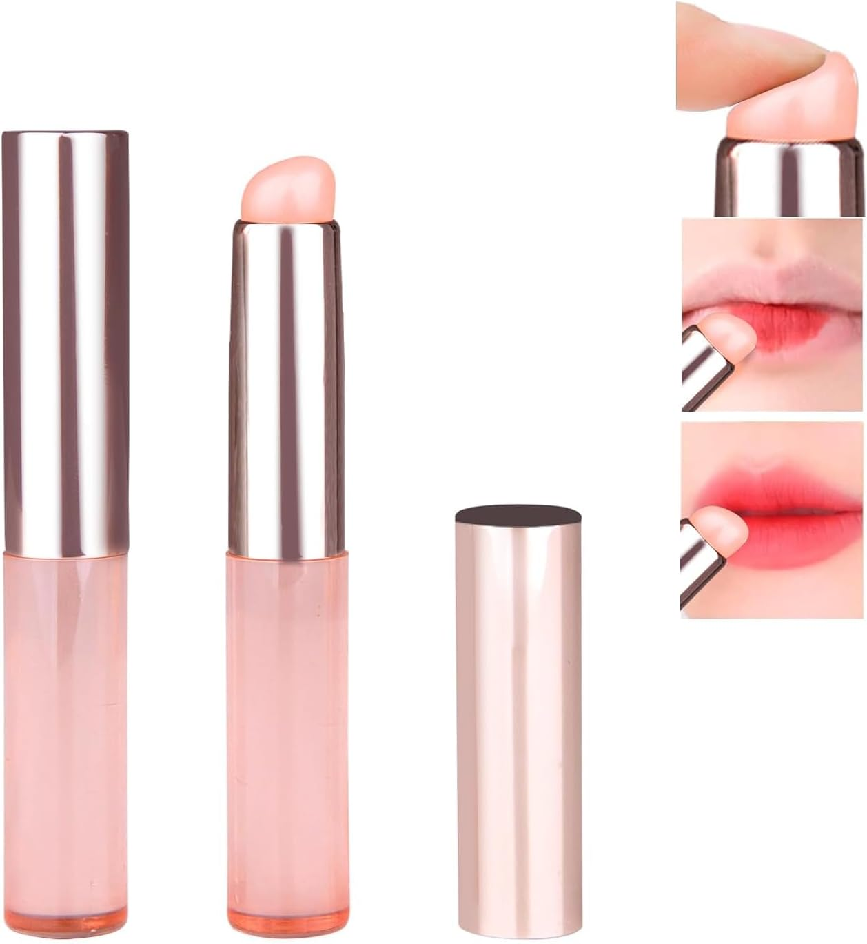 Silicone Lip and Concealer Makeup Brush Set, 3Pcs Angled Multi-Purpose Silicone Lip Applicator, round Head Lip and Concealer Makeup Brush Applicators with Dust Cap,Mix-Color image number 2