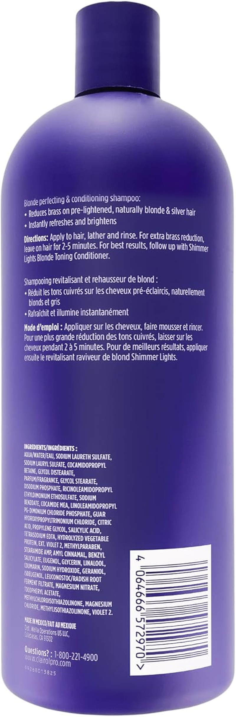Clairol Shimmer Lights Blonde and Silver Shampoo for Unisex 31.5 Oz Shampoo image number 3