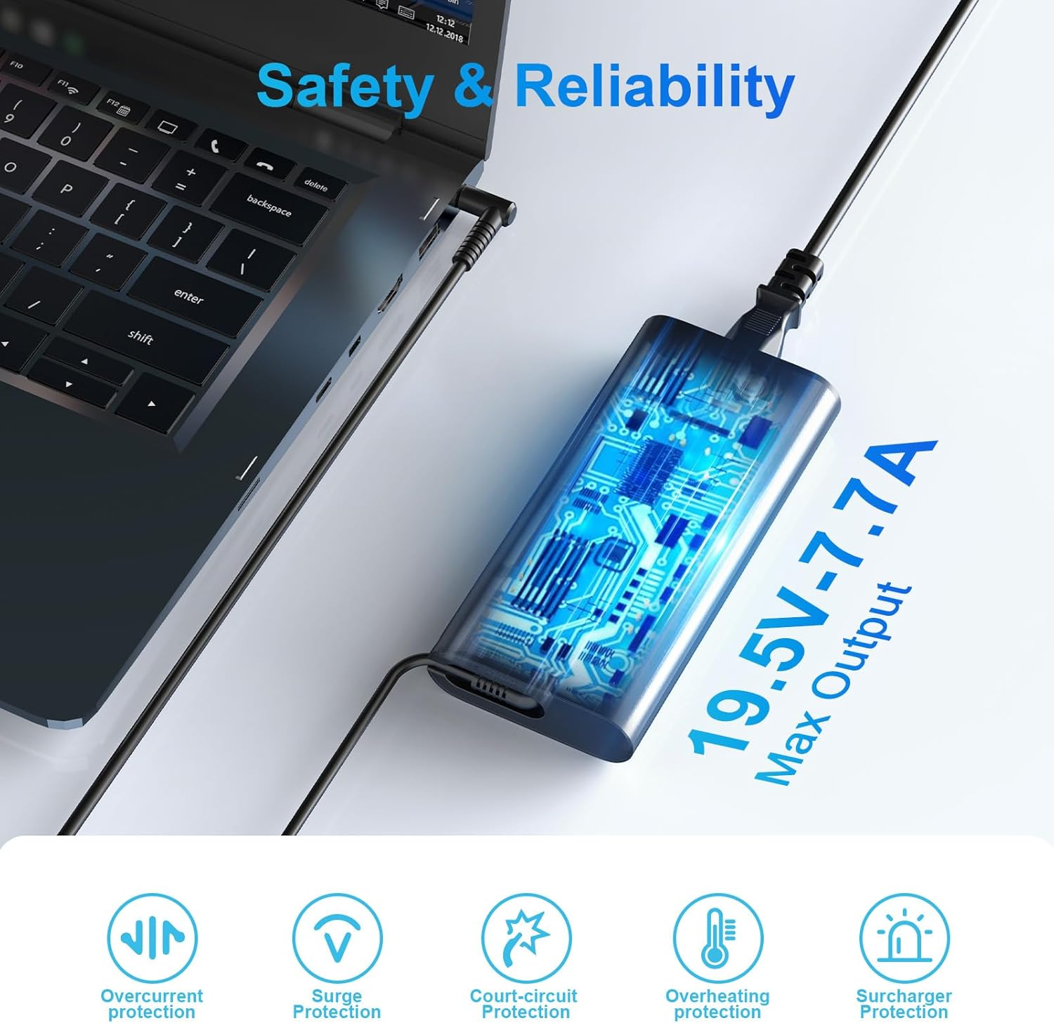 150W 19.5V Laptop Charger for HP Zbook 15 16 17 15U 15V G3 G4 G5 G6 G7 G8 G9,Fury 15 17 G7 G8,Studio G9 G8 G7 G6 G5 G4 G3,Power G10 G9 G8 G7 OMEN Pavilion Victus 15 17 Power Supply Cord image number 5