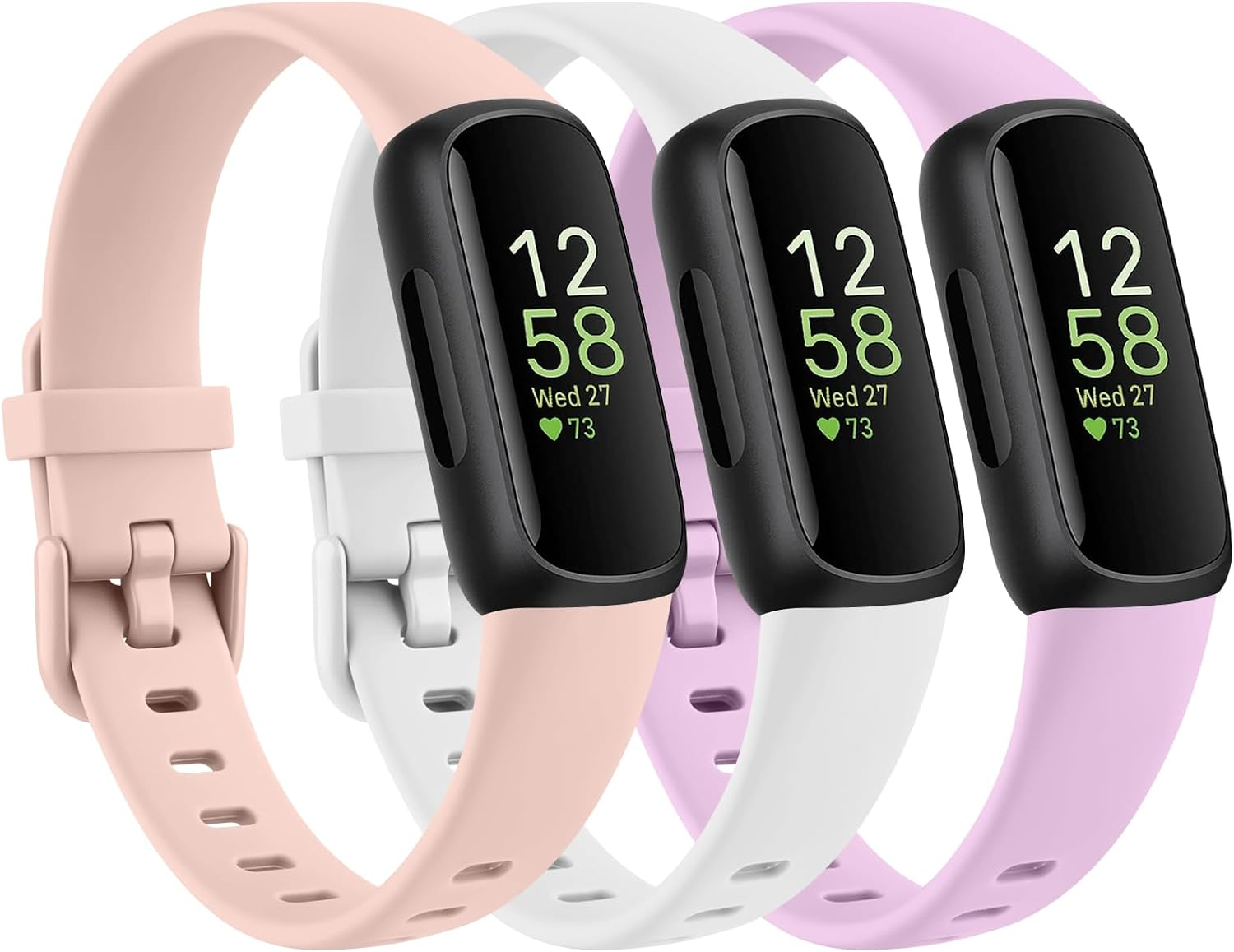 PACK 3 Silicone Bands for Fitbit Inspire 3 Replacement Wristbands for Women Men, Adjustable Soft Waterproof Sport Bands Compatible with Fitbit Inspire 3 Fitness Tracker