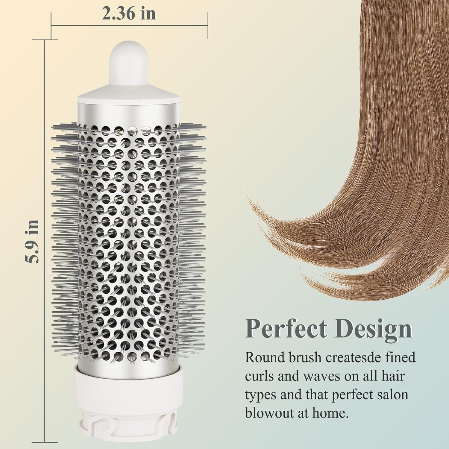 Chivixe round Brush Attachment Replcement for Shark Flexstyle Blow Dryers Attachments, Normal Oval round Volumizing Brush Styling for Straight, Wavy, Curly, and Coily Hair, Sliver
