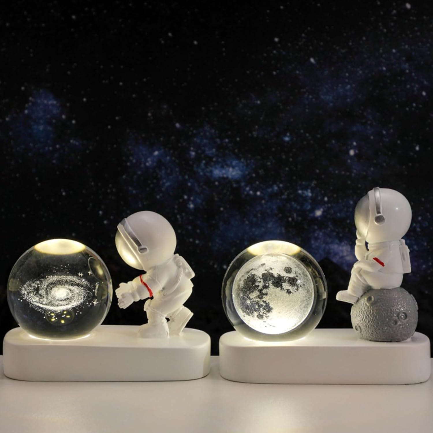 Astronaut Crystal Ball Night Light, 3D Crystal Ball Night Lamp, 3D Galaxy Crystal Ball with LED Light Base, Night Light as a Birthday for Children (Saturn) - Moon image number 6