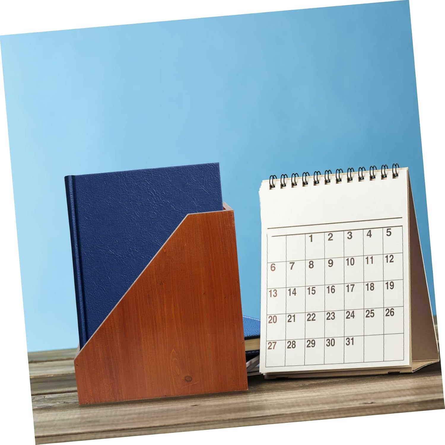 TEHAUX Solid Wood Storage Box for Desk Office Wooden Desk Organizer Lidless Design for Home Office image number 6