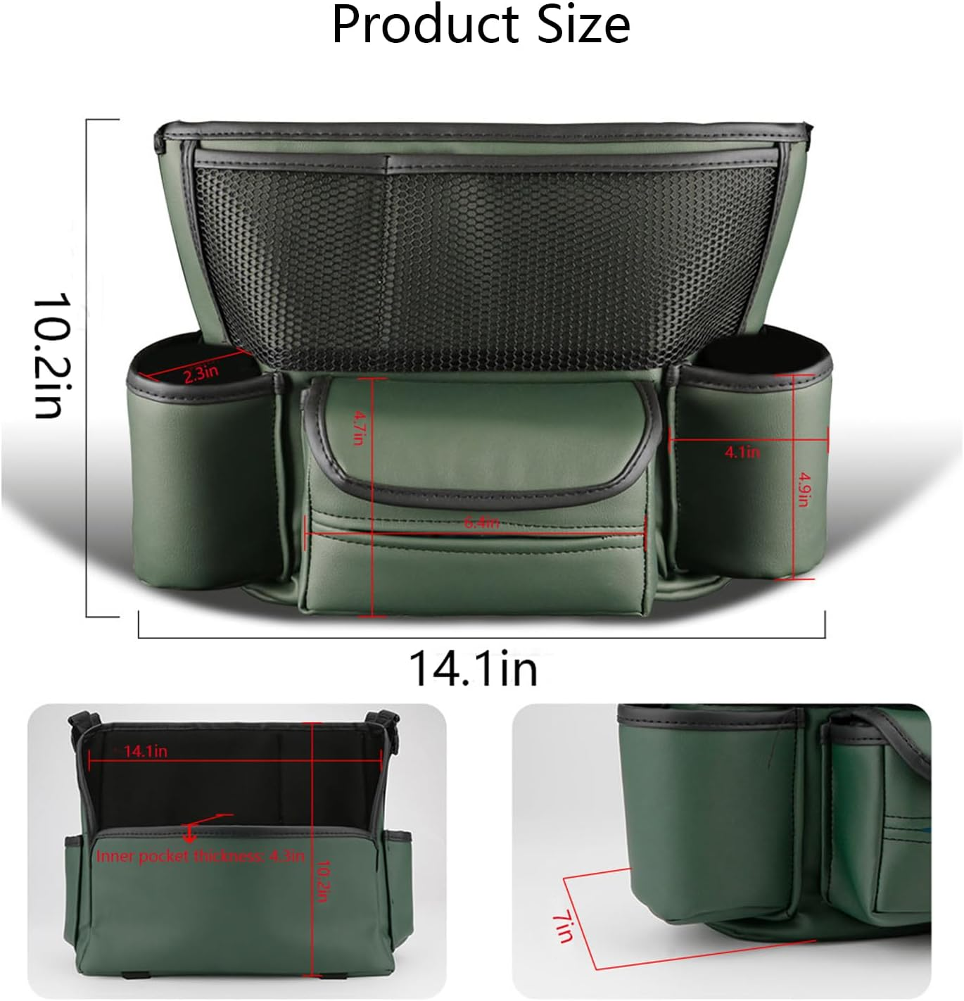 HABONG Car Premium Leather Large Capacity Seat Organizer Car Back Seat Organizer Storage Car Console and Organizer Front Seat Car Tote Holder (Black) image number 5