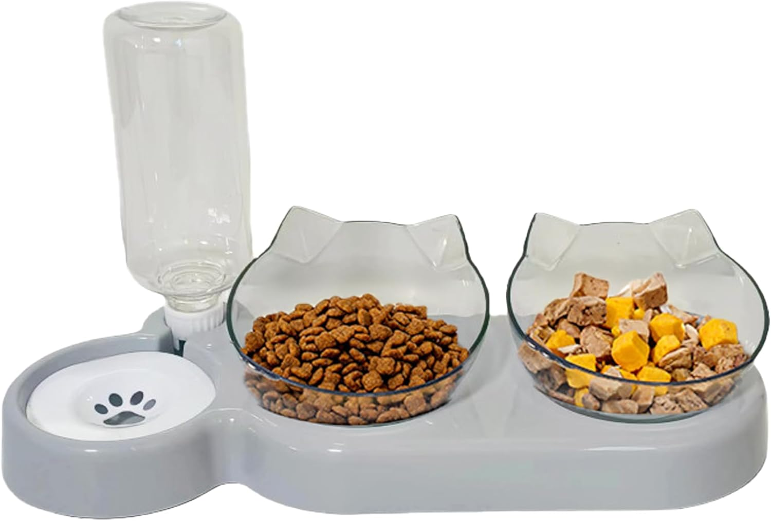 3-In-1 Cat Food Bowl Set, Cat Food Bowls, Detachable Bowls for Cat Dog, Double Cat Bowls with Automatic Water Dispenser, Anti-Spill Feeder with Stand for Small Medium Dogs Cats image number 2