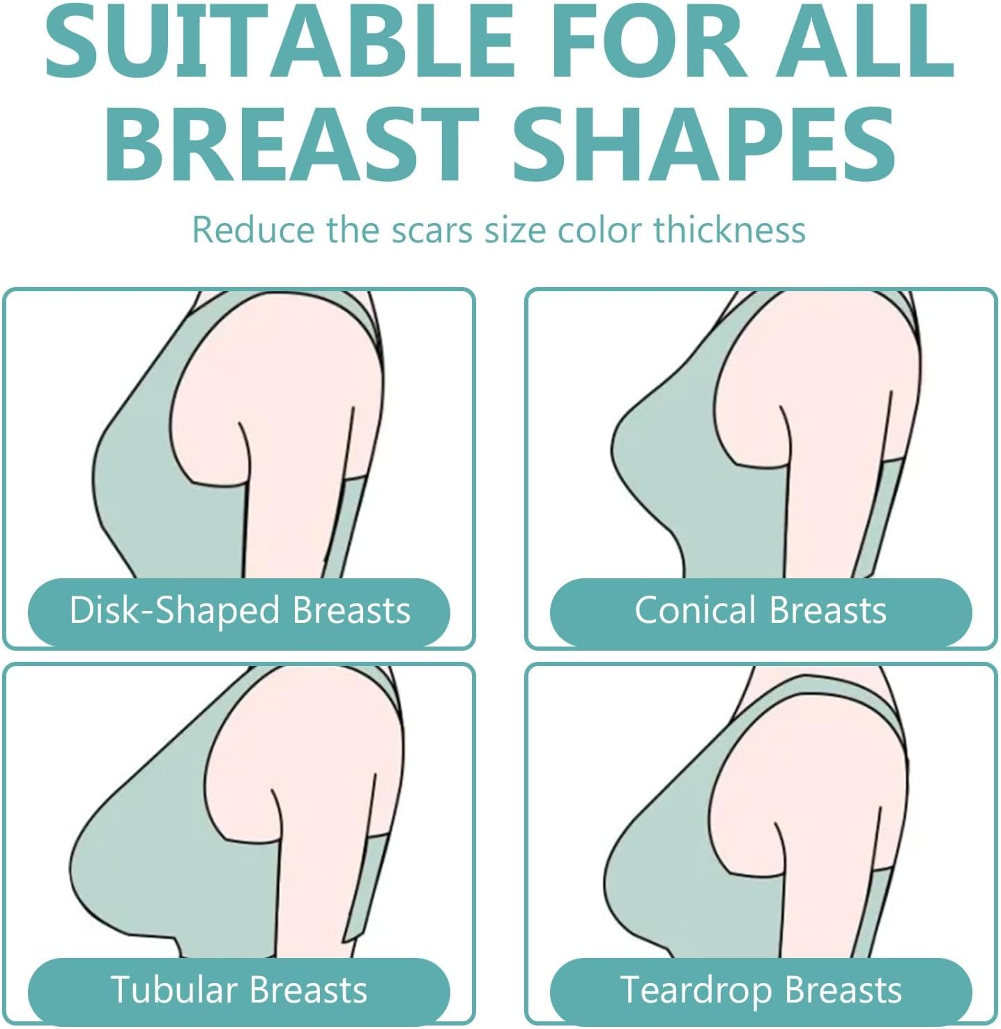 Silicone Scar Sheets, 4 Pair Reusable Breast Silicone Scar Sheets, Medical Grade Silicone Scar Strips for Scar Treatment image number 3