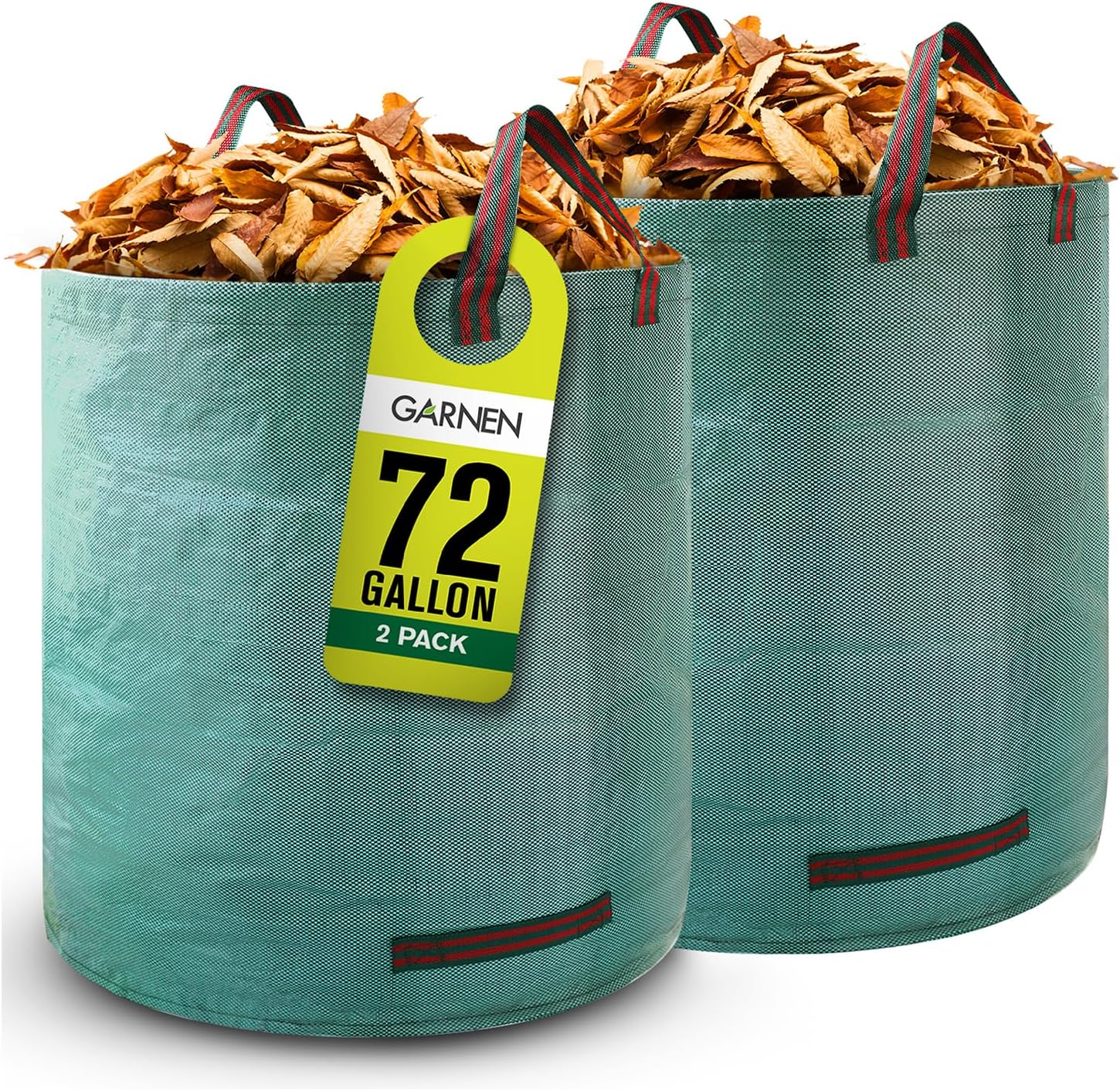 Garnen 72 Gallon Garden Waste Bags (2 Pack), Heavy Duty Reusable/Collapsible Leaf Basket Bags with 4 Reinforced Handles for Lawn Yard Pool Plant Trash Trimming Gardening Containers image number 6