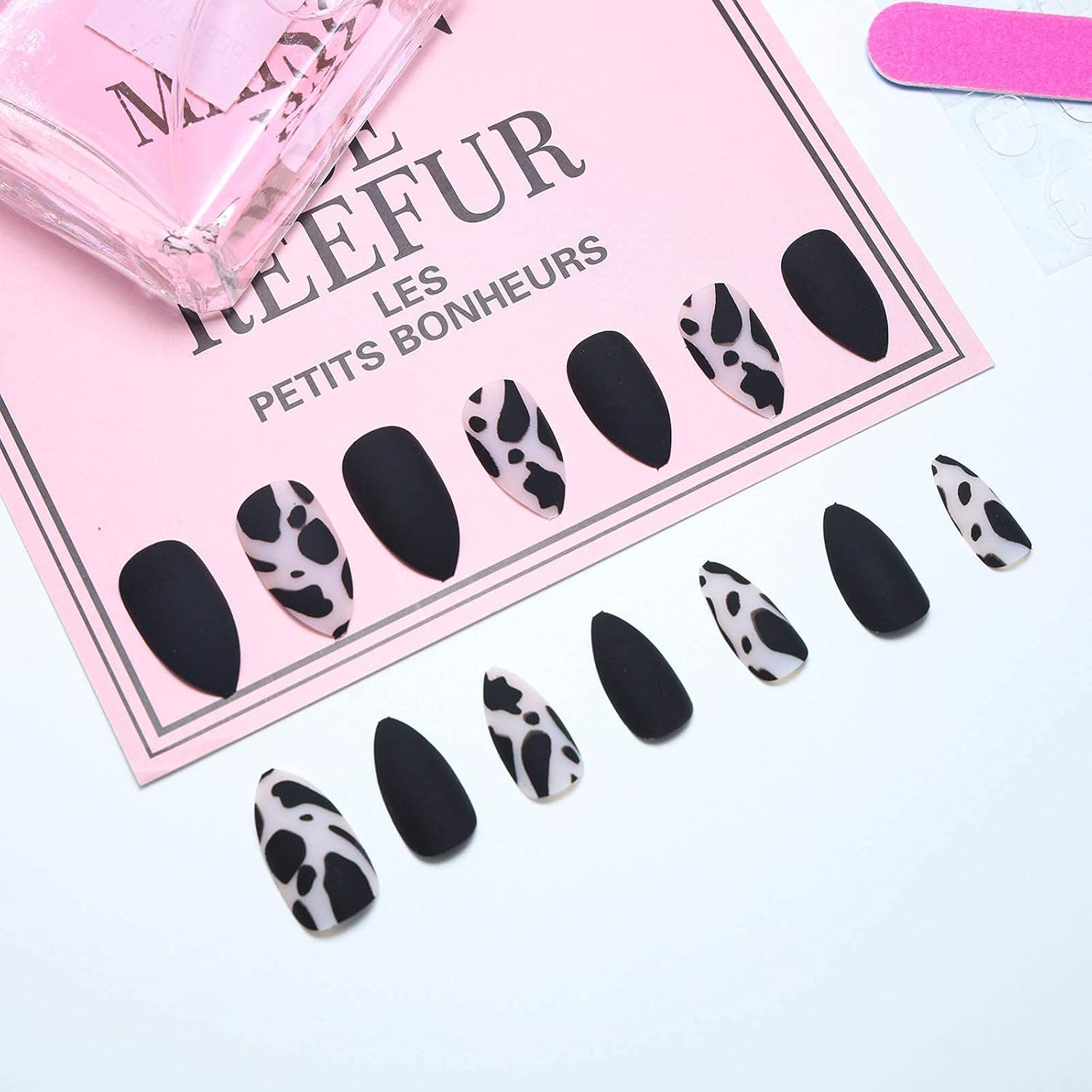Yheakne 24Pcs Long Leopard Matte Stiletto False Nails Fashion Clip on Artificial Full Cover Nails Tips image number 3