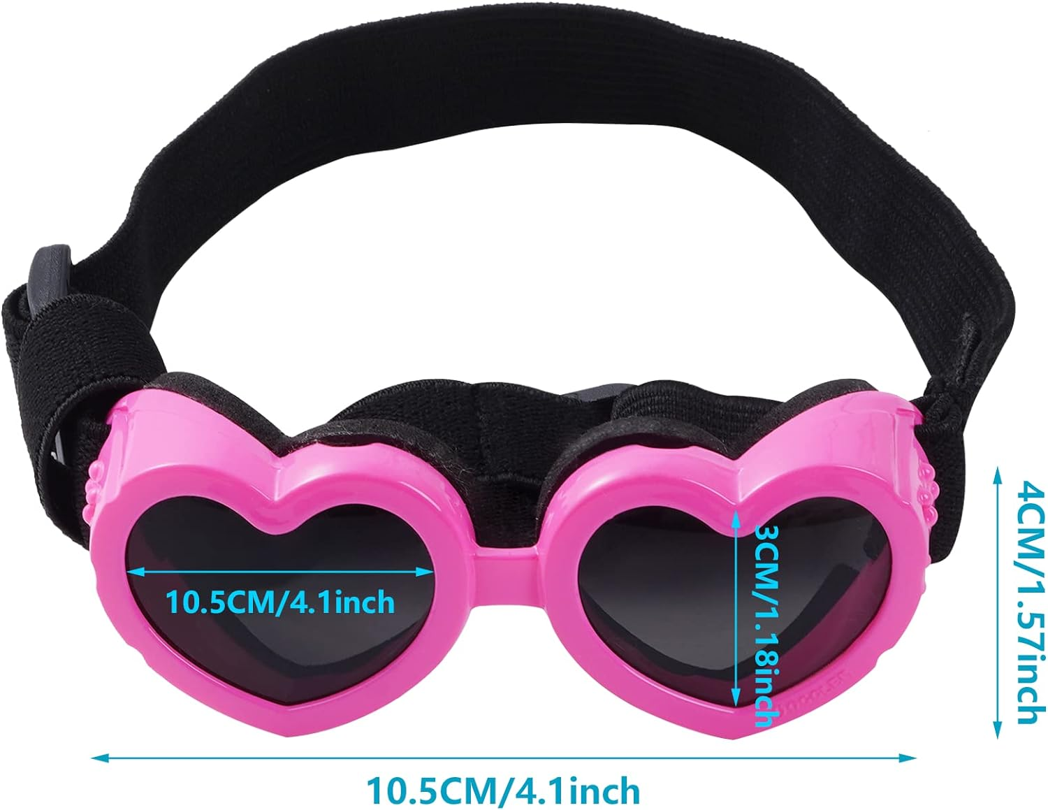 Choyaxo Pink Heart-Shaped Dog Sunglasses with UV Protection, Adjustable Strap & Windproof Design for Small Dogs image number 5