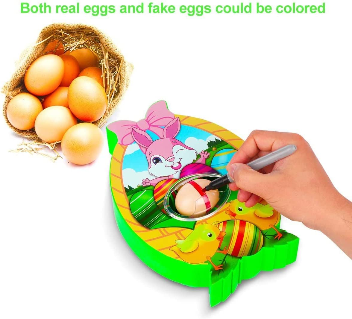 Easter Egg Decorator Kit, Egg Painting Kit with Egg Spinner, Easter Egg Coloring Kits with 3 DYE Eggs, 8 Colorful Quick Drying Markers, DIY Easter Eggs Painting Decorating for Kids Gifts