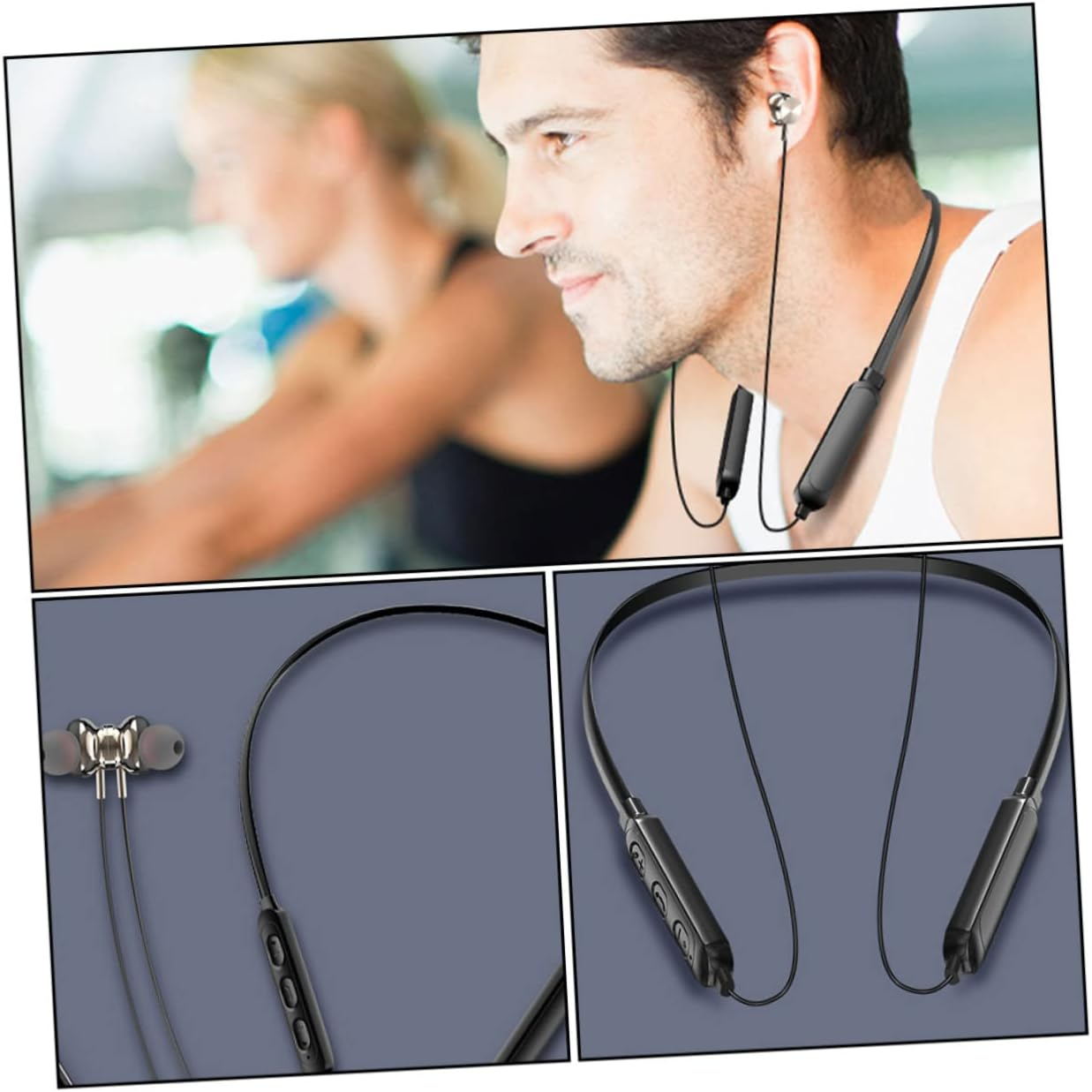 BELLIFFY Wireless 5.0 Neck Hanging Earbuds Stereo Headphones Sweat-Resistant Sports Headset Compact In-Ear Earphones for Active Use Black image number 2