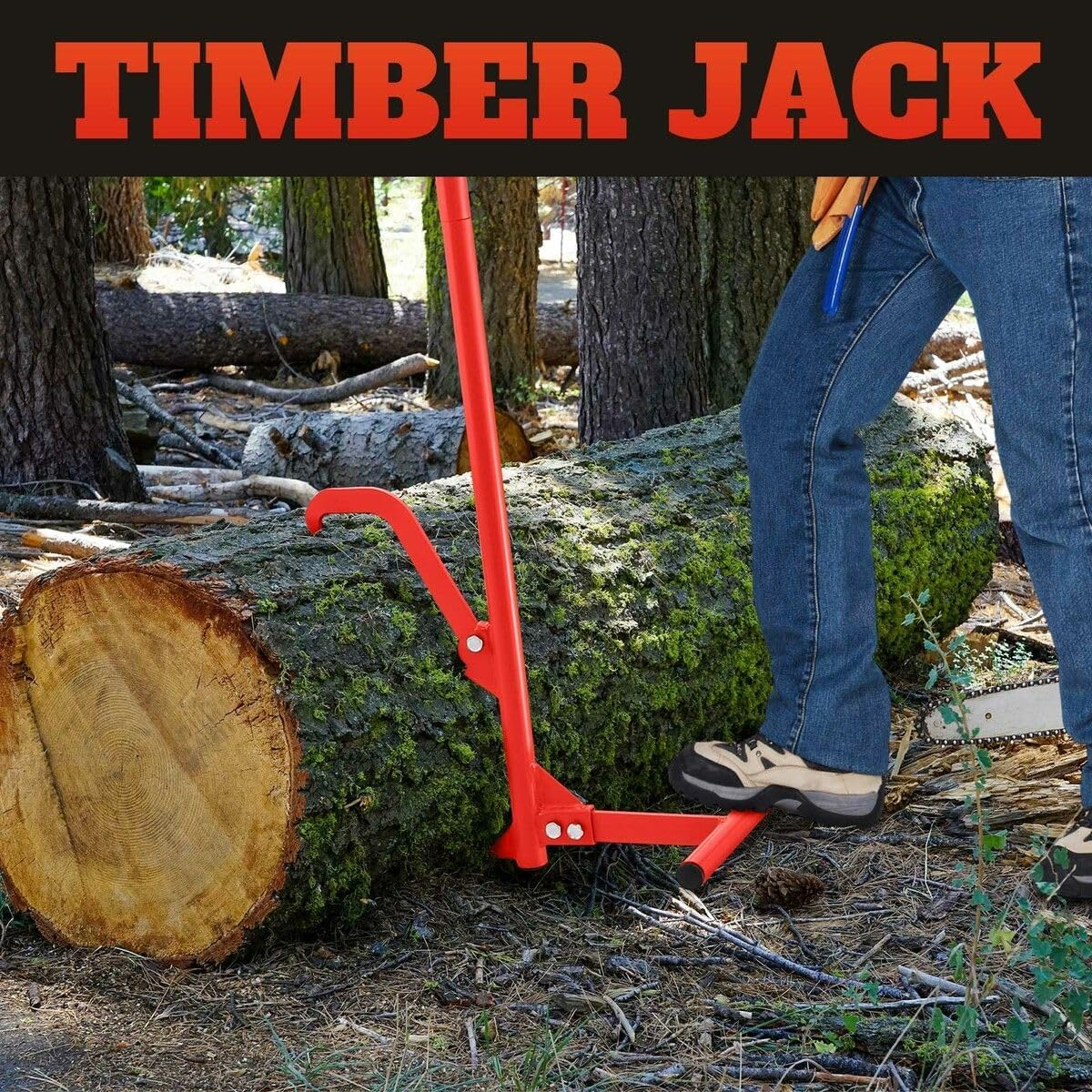 AUSWAY Log Lifter 129Cm Roller Cant Hook Jack Logging Peavey Timberjack 51 Inch Heavy Duty Timber Wood Lifting Rolling Raising Moving Tool Steel Adjustable image number 5