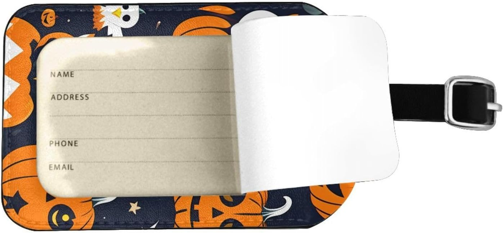 Halloween Owl Ghost Pumpkin Print Elegant Tag Stylish Tag Luggage Tag 4.3 X 2.76 Inch for Suitcases Travel Bags image number 4