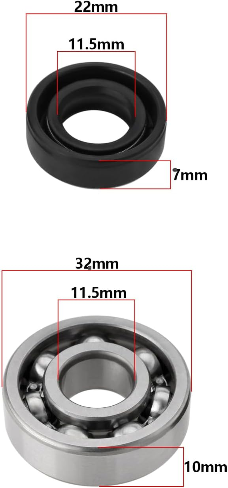 Emagtech 2Set Crankshaft Bearings and Shaft Seals Compatible with Stihl BG56 BG66 BG86 SH56 SH85 SH86 Main Bearing Seal Rebuild 9503 003 0246 image number 5