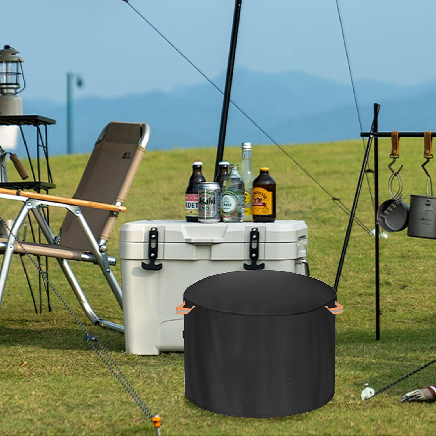 Fire Pit Cover for Solo Stove Bonfire 22 Inch，Firepit Covers round Outdoo,600 anti UV& Waterproof Smokeless Fire Pit Cover,For Gas/Table/Bowl Fire Pits (Bonfire - 22&rdquo;D X 16&rdquo;H)