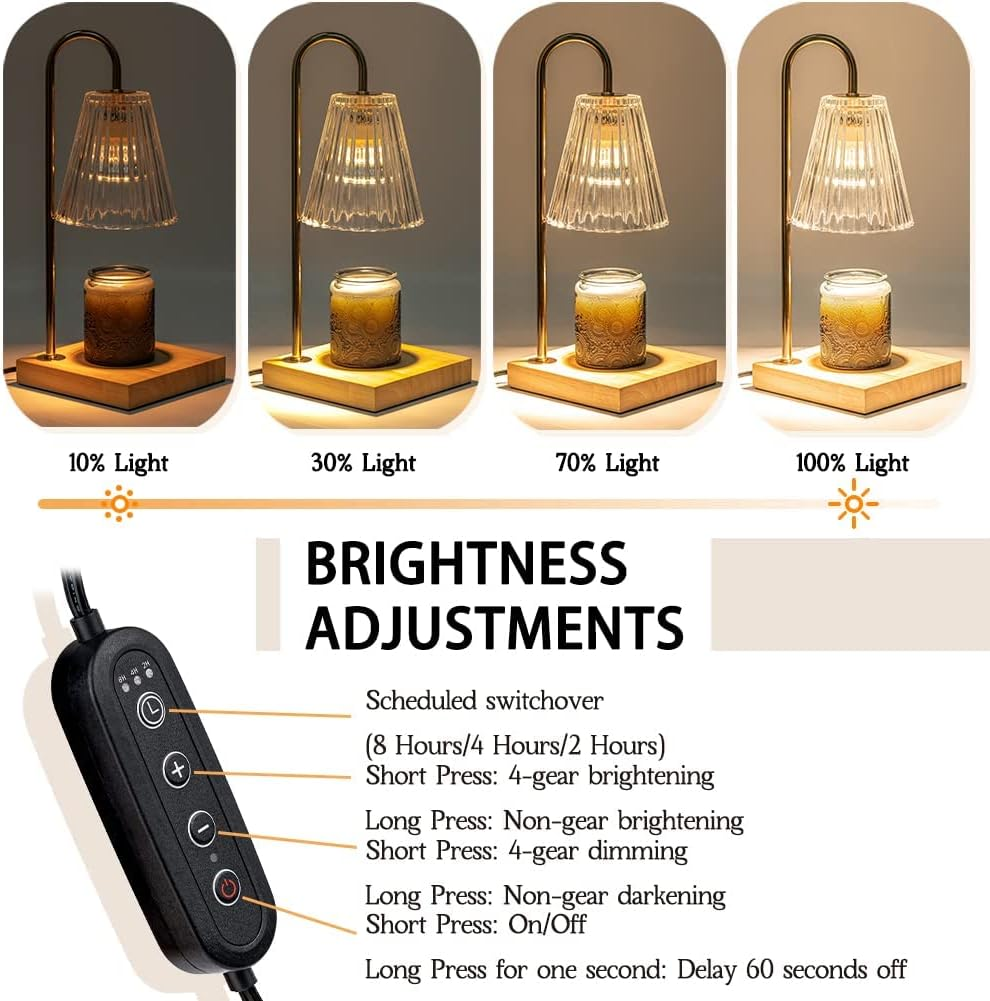 Candle Warmer Lamp Australia, Table Lamp with Dimmable and Timer for Jar Candles with 2 Bulbs, Home D&eacute;cor Products for Thanksgiving Christmas Mother'S Day Birthday Women & Mom Gifts (Taidengrongla1) image number 3