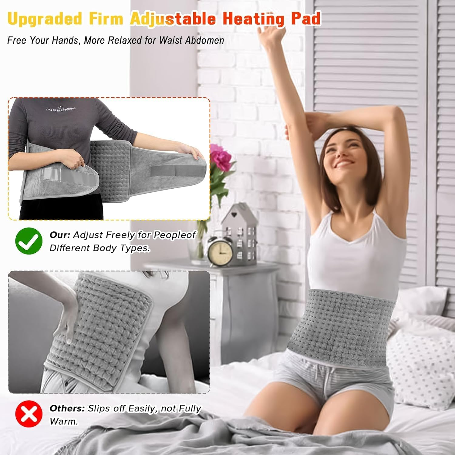 Yakiter Heating Pad for Back Pain, 30X125Cm Heating Pad with 9 Heating Levels and 4 Timer Auto Off, Fast Heating，For Cramps Neck Abdominal Shoulder, Machine Washable - Purple-60*30 image number 2