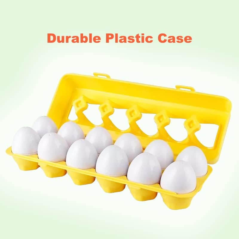 Matching Eggs Color Shape Fruit Number Recognition Sorting Counting Montessori Toys Fine Motor Skill Early Learning Child-Safe Educational Toys for Babies Kids and Toddlers (12 Eggs) (Numbers)