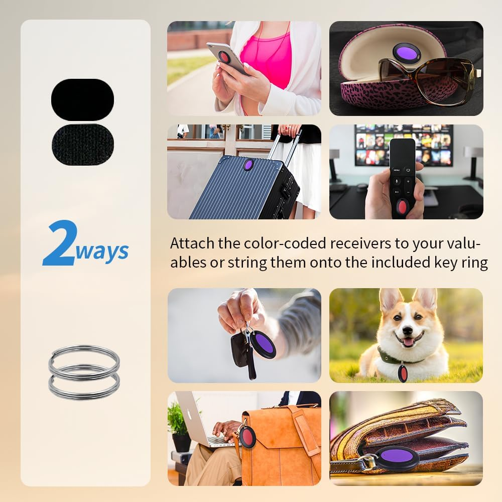 Key Finder,Chlovoe Item Finders & Trackers 131Ft Range Remote Finders with Sound, Wireless Wallet Finders Locator Tag for Finding Key Remote Wallet Pet Phone Glasses image number 5