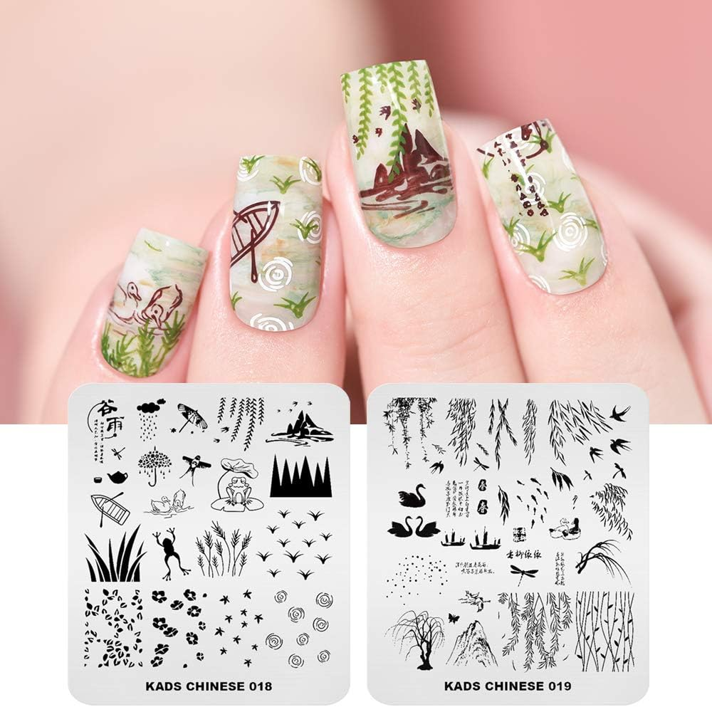 KAD Nail Stamping Plates 8Pcs Templates Nail Art Plates Set Chinese Style Series image number 6