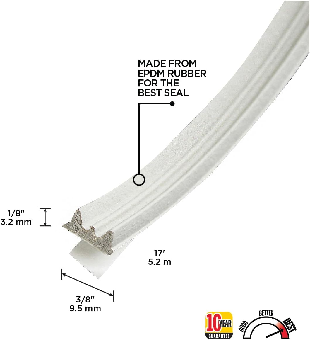 All Weather EPDM Rubber Weatherseal for Gaps 1/16-Inch to 1/8-Inch, White - MD Building Products 02618 image number 3