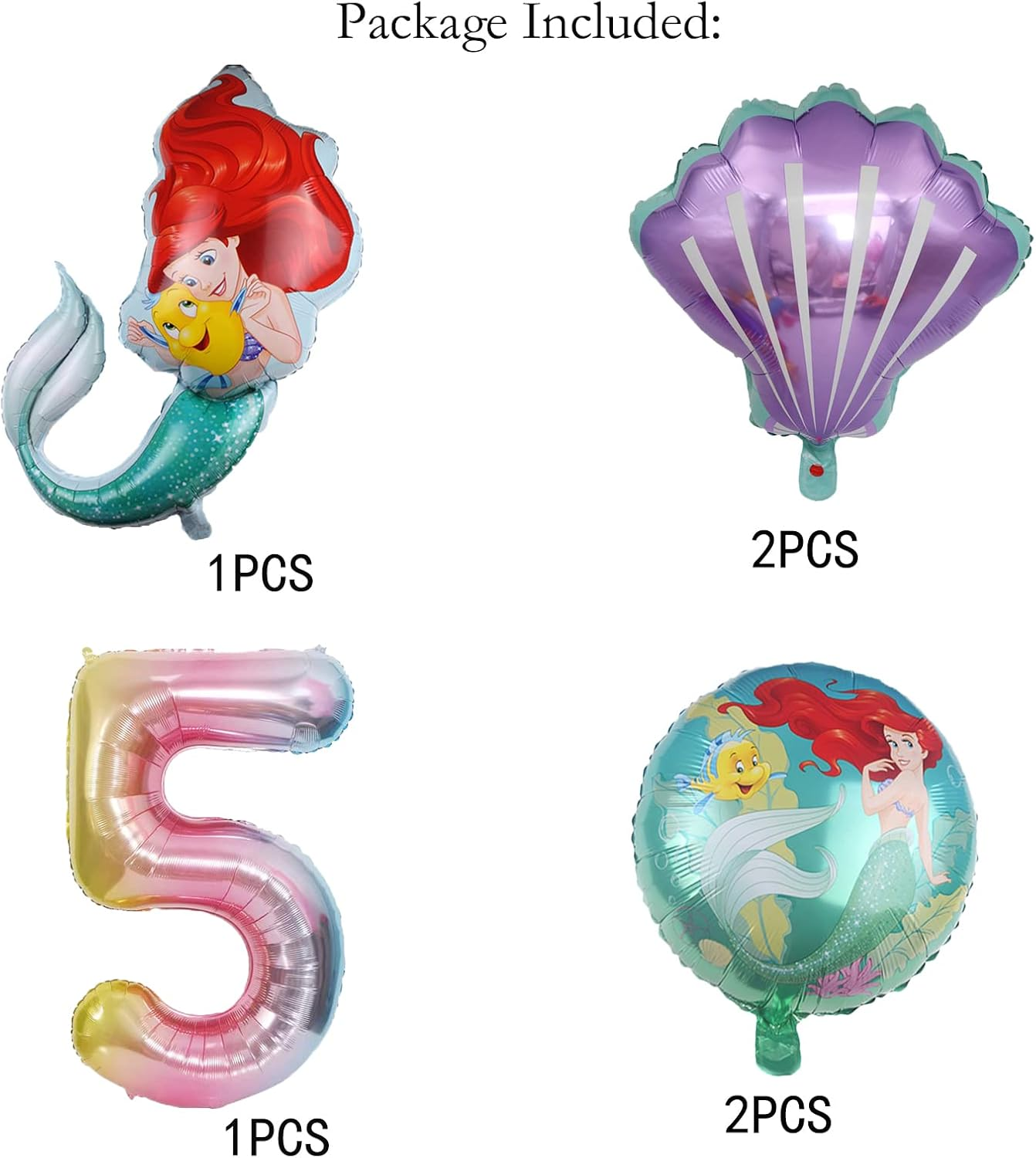 Little Mermaid Balloons Party Supplies Princess Mermaid 5Th Birthday Balloon Bouquet Decorations (Mermaid 5Th Birthday) image number 2
