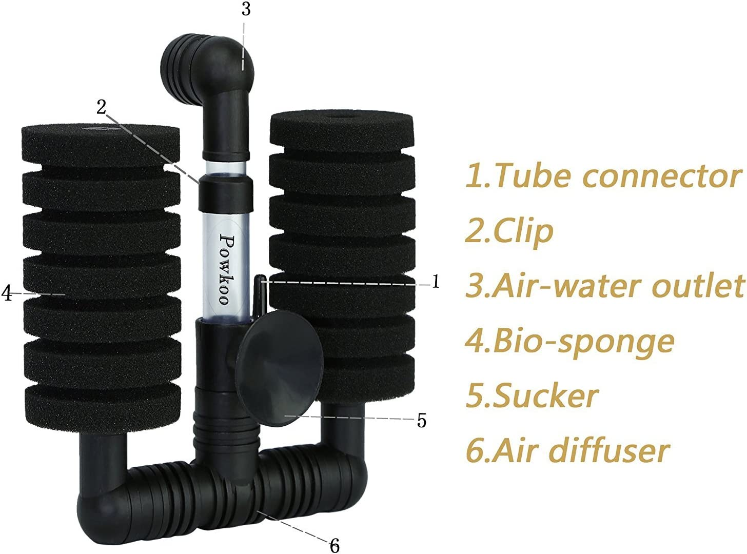 Aquarium Air Filter Double Sponge Filter Fish Tank Sponge Filter Bio Filter up to 20 Gallon image number 5