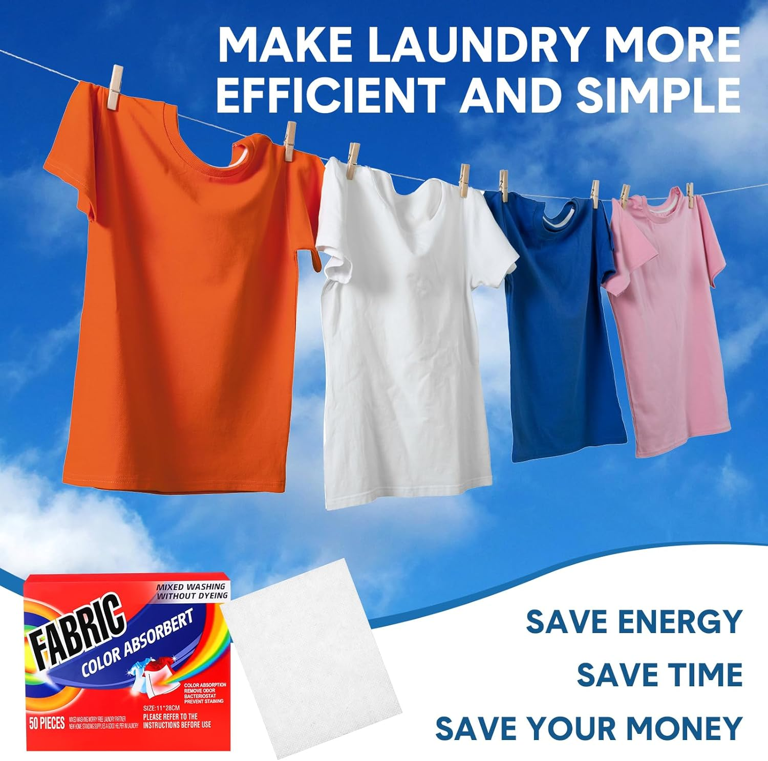 200 Pcs Count Color Absorber Laundry Sheets Color Dye Guard Sheets for Laundry Prevent Color Runs or Bleeds Fragrance Free Color Trapping Sheets for Home Apartment image number 1