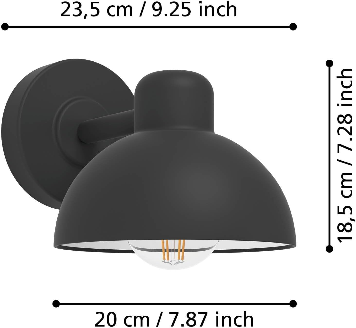 EGLO Wall Light, Alloy Steel Plastic, Black, 20 X 23.5 X 18.5 Cm image number 3